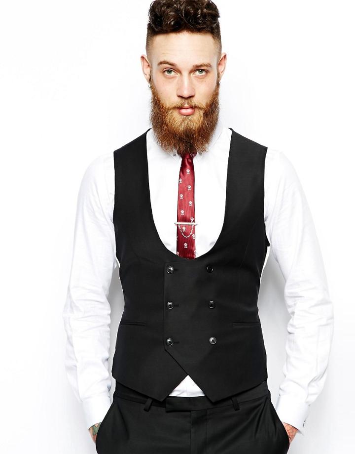 Noose & Monkey Vest In Super Skinny Fit - Black