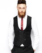 Noose & Monkey Vest In Super Skinny Fit - Black