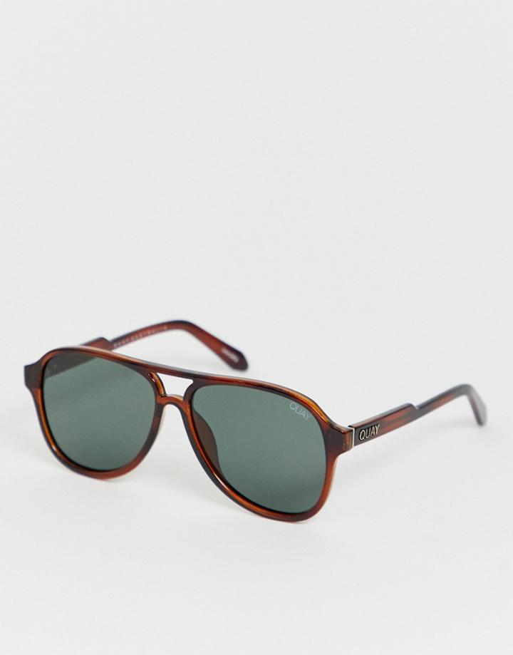 Quay Australia Magnetic Aviator Sunglasses - Brown