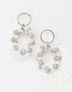 Asos Design Earrings With Crystal Balls And Pearls In Silver