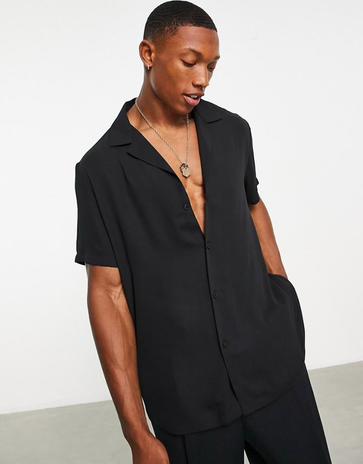 Asos Design Regular Sheer Shirt In Black