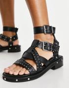 Asos Design Fernanda Premium Leather Chunky Sandals In Black