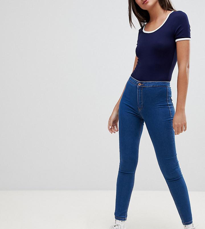 Bershka Skinny High Waist Jeggings-navy