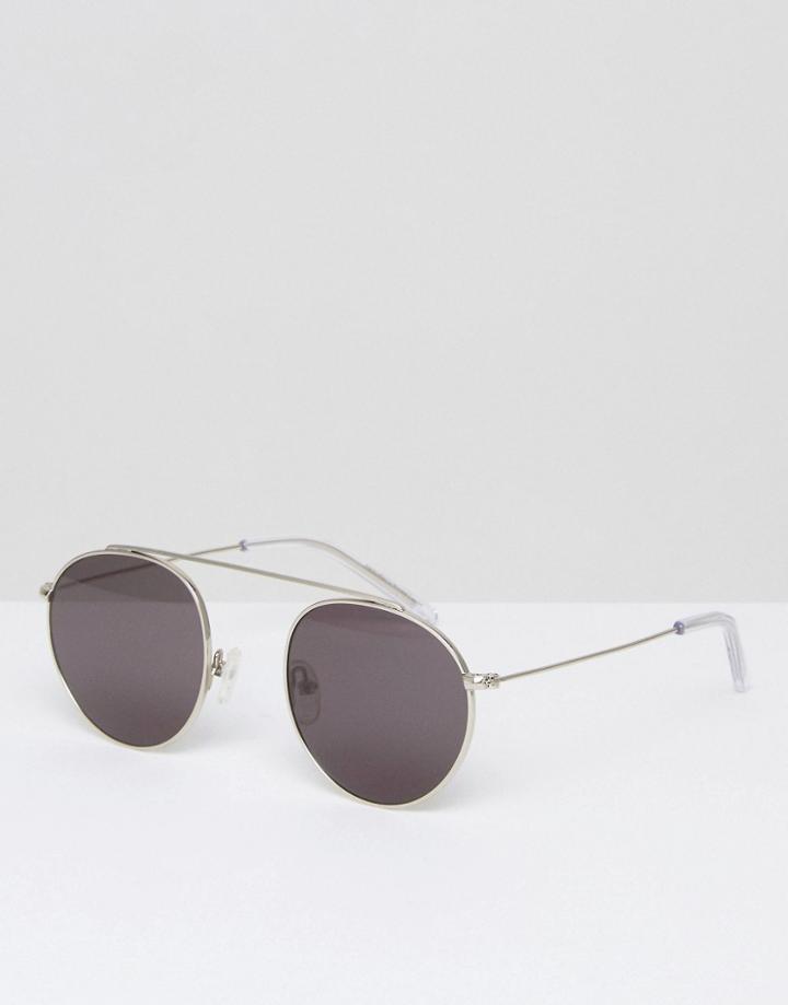 Monokel Round Aviator Sunglasses Iota In Silver - Silver