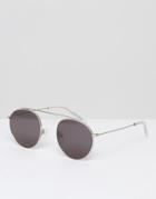Monokel Round Aviator Sunglasses Iota In Silver - Silver