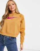 Nike Swoosh Crop Hoodie In Beige-neutral