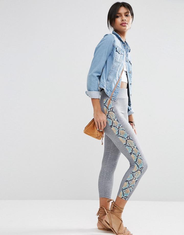 Asos Cropped Leggings With Snake Side Stripe - Multi