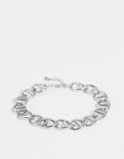 Asos Design Vintage Inspired Flat Chain Bracelet With Texture In Silver Tone