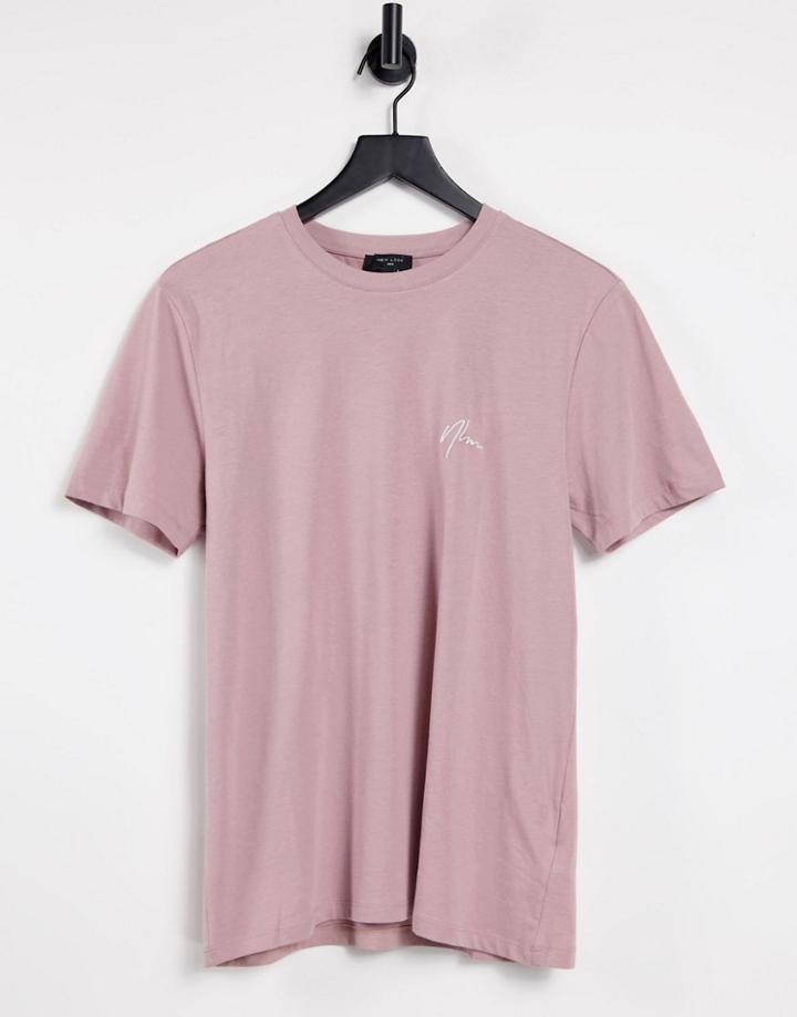 New Look T-shirt With Nlm Embroidery Pink