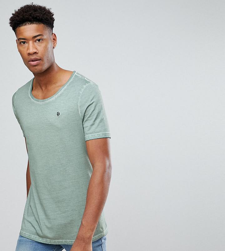 Noose & Monkey Tall Relaxed Skater Scoop Neck Dirty Wash T-shirt - Green