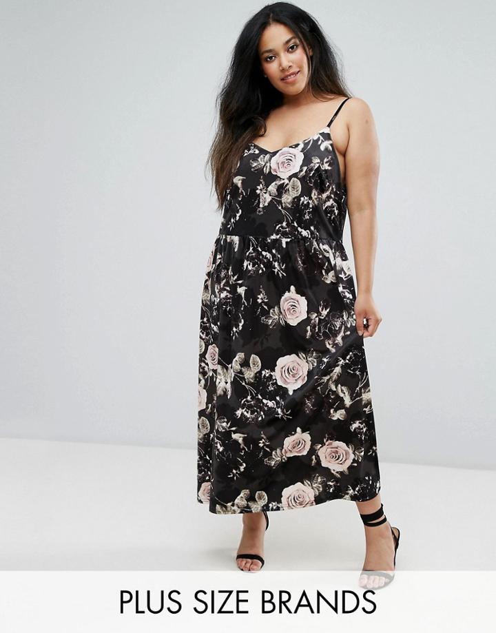 Elvi Rose Printed Velvet Midi Dress - Multi