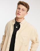 Asos Design 90s Oversized Lounge Shirt In Terrycloth-neutral