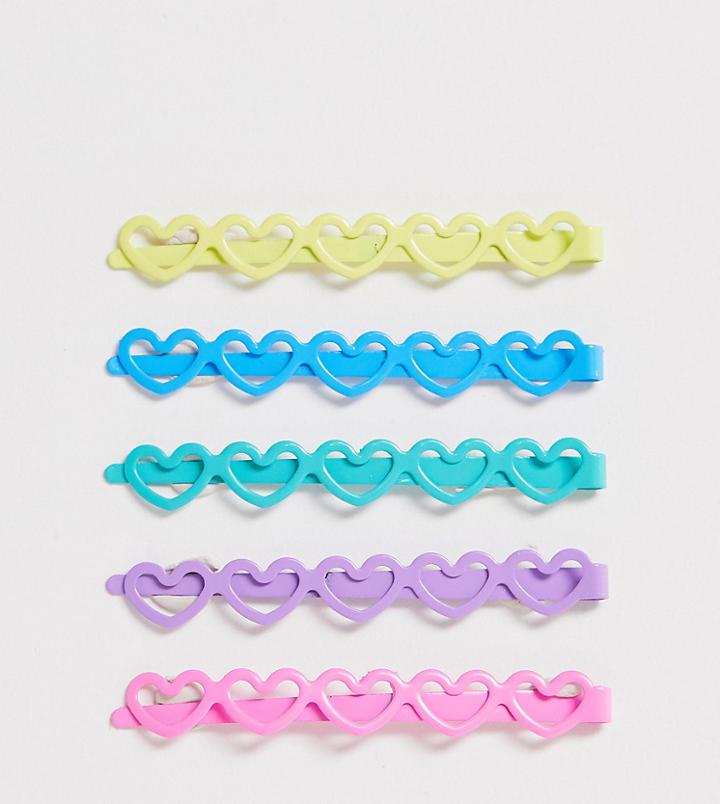 Glamorous Exclusive Multicoloured Heart Hair Grip Pack