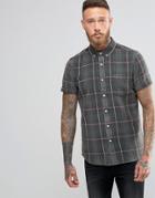 Asos Shirt With Plaid Check In Green With Short Sleeves In Regular Fit - Green