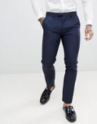 Harry Brown Slim Fit Navy Self Check Suit Pants - Navy
