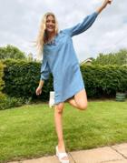 Superdry Arizona Smock Mini Dress In Blue-blues