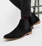 Asos Design Chelsea Boots In Black Suede With Natural Sole - Black