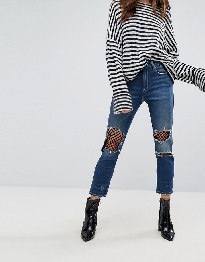Blank Nyc Straight Leg Jean With Mesh Lining - Blue