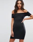 Asos Super Soft Deep Bardot Mini Bodycon Dress - Black