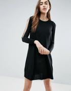 Asos Dress In Knit With Cold Shoulder Detail - Black