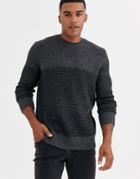 Only & Sons Color Block Knitted Sweater In Gray