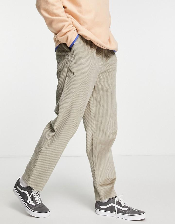 Asos Design Skater Fit Cord Pants In Beige-neutral