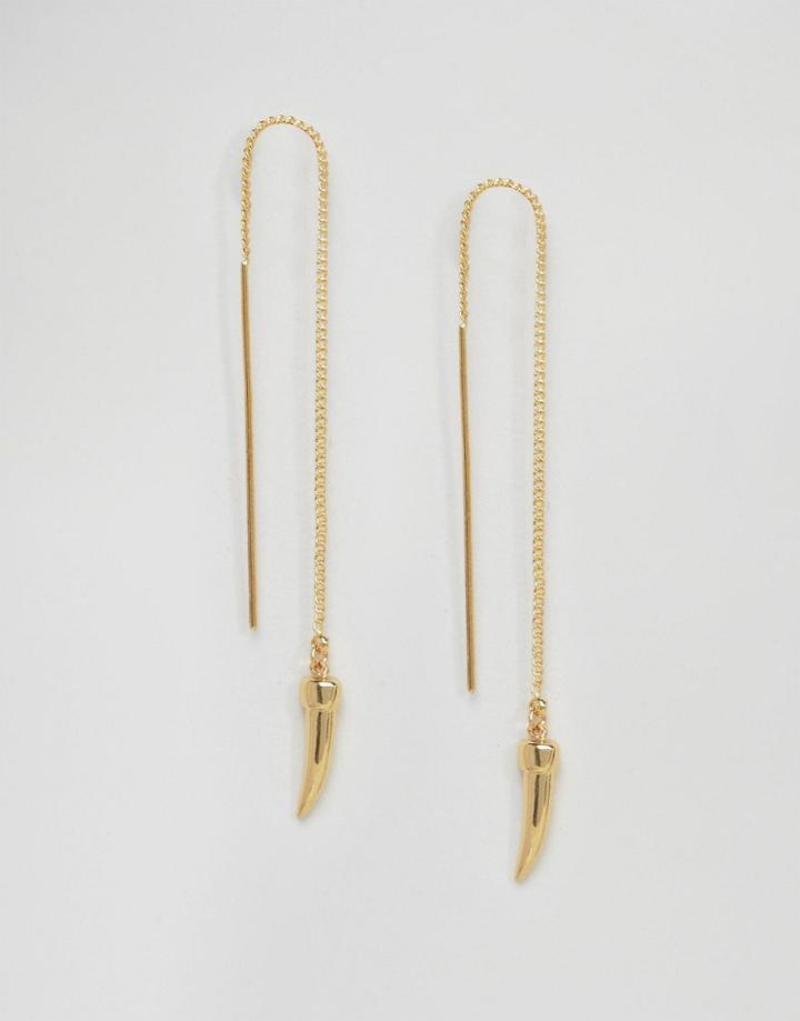 Orelia Tusk Thread Thru Earrings - Gold