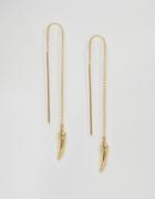 Orelia Tusk Thread Thru Earrings - Gold
