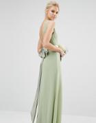 Tfnc Petite Wedding Sateen Bow Back Maxi Dress - Green