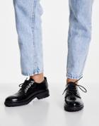 Love Moschino Chunky Flat Shoes In Black Patent