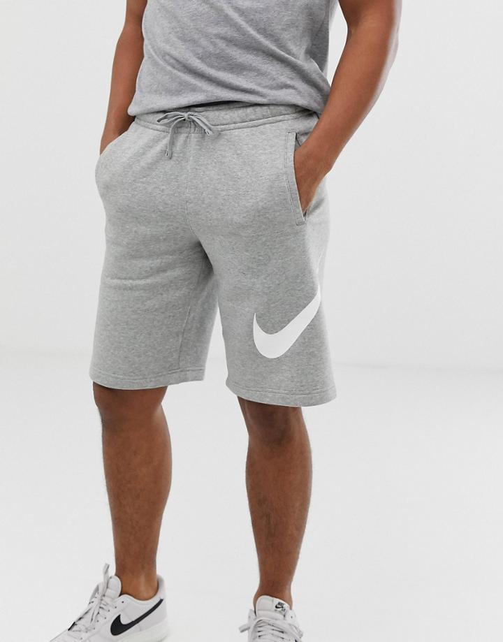 Nike Club Short With Large Swoosh In Gray