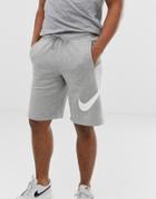 Nike Club Short With Large Swoosh In Gray