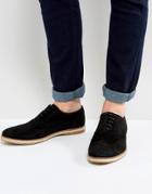 Asos Derby Shoes In Black Suede With Brogue Detail - Black