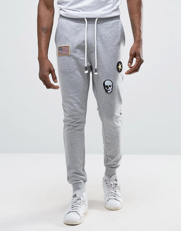 Only & Sons Joggers With Badge Detailing - Gray