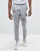 Only & Sons Joggers With Badge Detailing - Gray