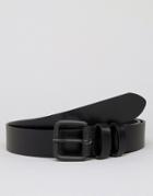 Jack & Jones Belt In Leather With Double Keeper - Black