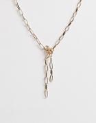 Asos Design Necklace In Knotted Open Link Chain In Gold Tone - Gold