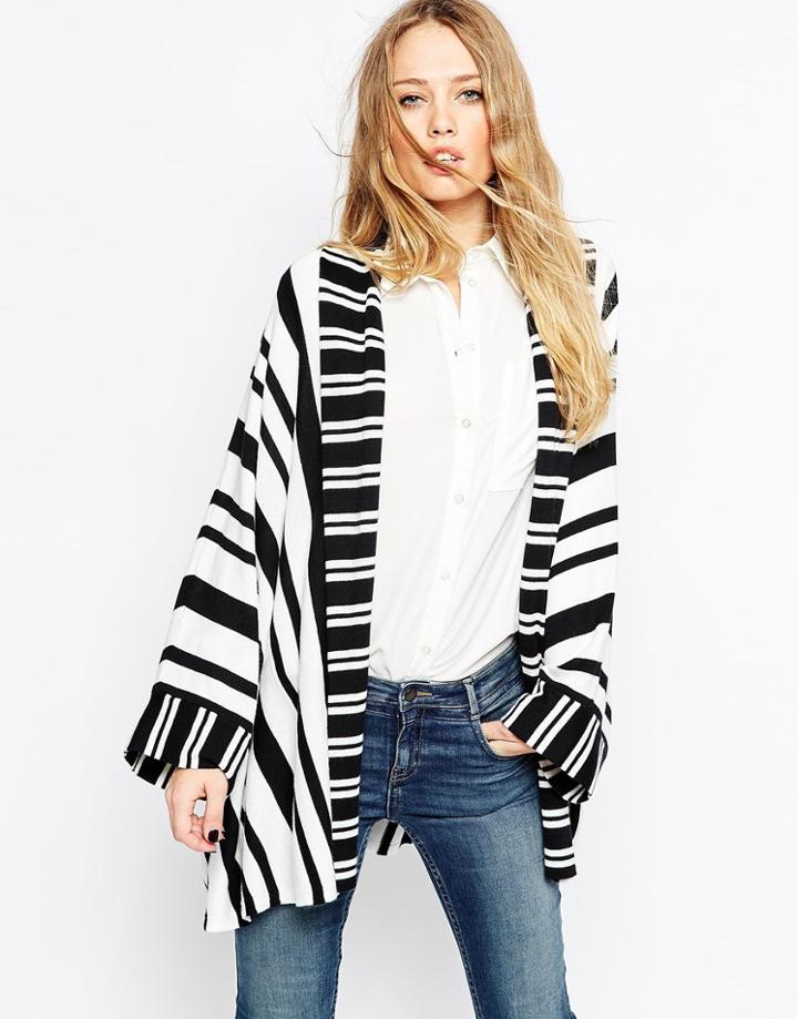 Asos Stripe Swing Cardigan - Mono