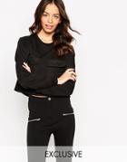 Daisy Street Sweatshirt With Front Pocket Detail - Black