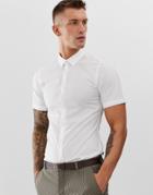 French Connection Plain Stretch Short Sleeve Shirt-white