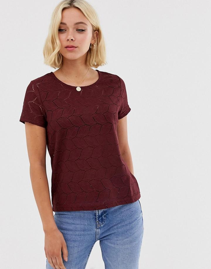 Jdy Tag Lace Knit Top - Red