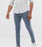 Asos Design Tall Skinny Chinos In Storm Gray - Blue