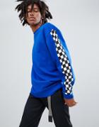 Asos Design Oversized Sweatshirt With Checkerboard Print-beige