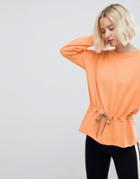 Vero Moda Bright Sweatshirt With Tie Waist - Orange