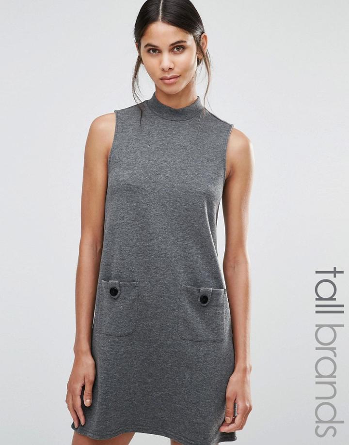 Vero Moda Tall High Neck Swing Dress - Gray