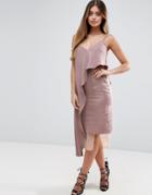 Asos Cami Midi Dress With Mesh Insert Dress - Pink