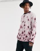 Heart & Dagger Brushed Fluffy Leopard Sweater In Pink