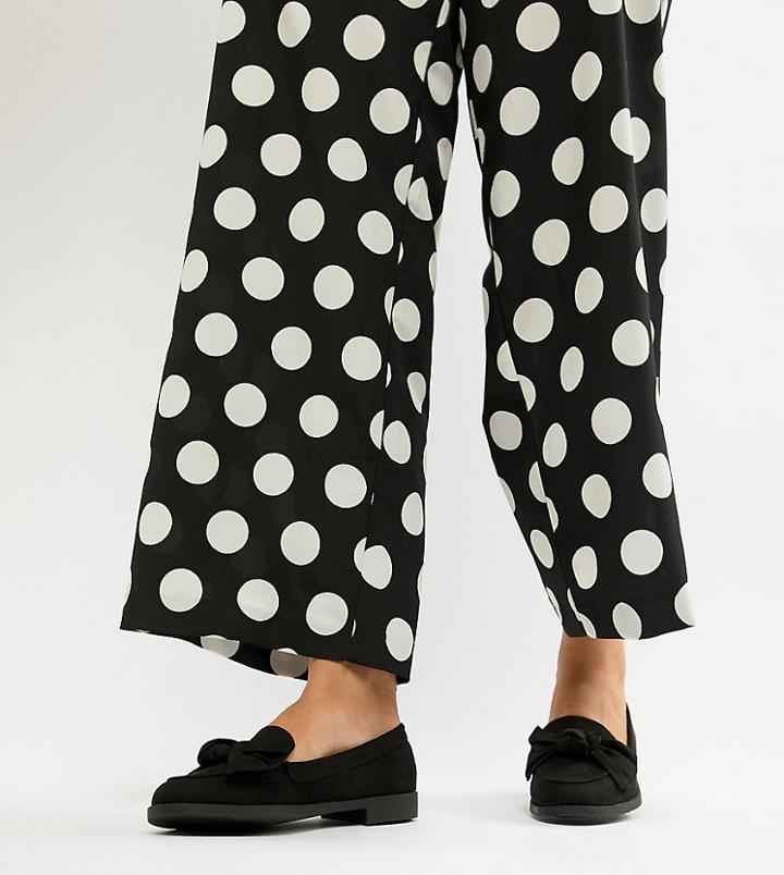 New Look Wide Fit Bow Loafer-black