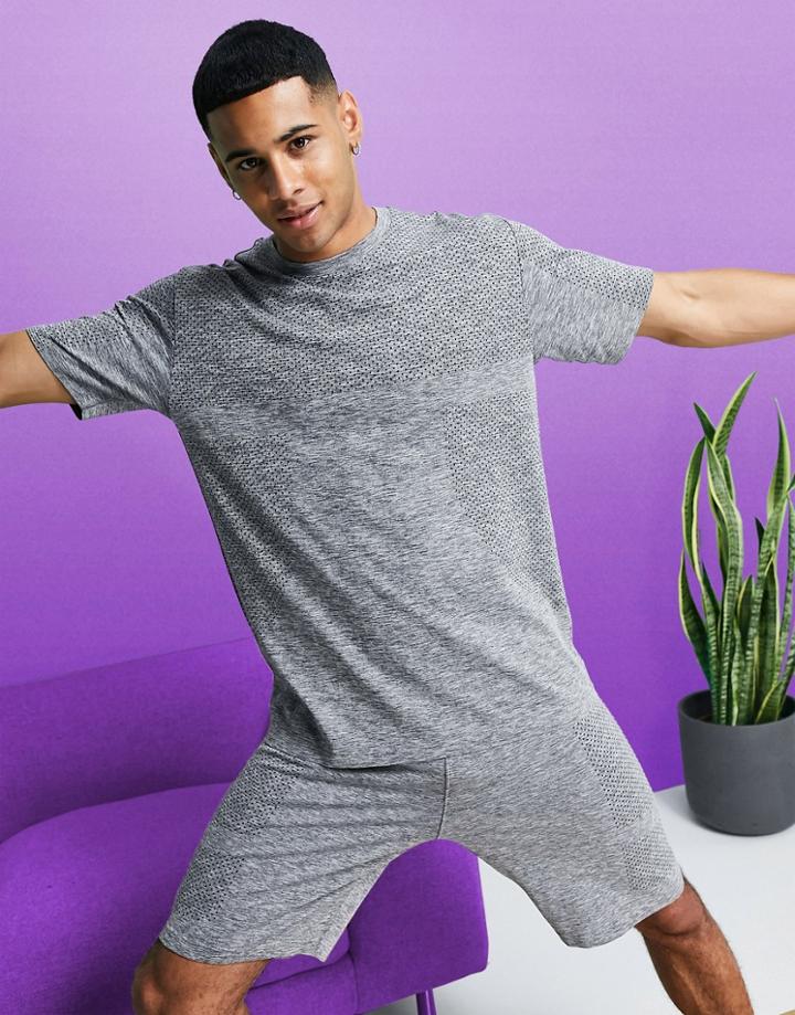 Asos 4505 Relaxed Training T-shirt With Soft Touch Seamless Knit-grey