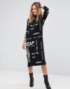 Cheap Monday Type Graphic Print Dress In Black - Black